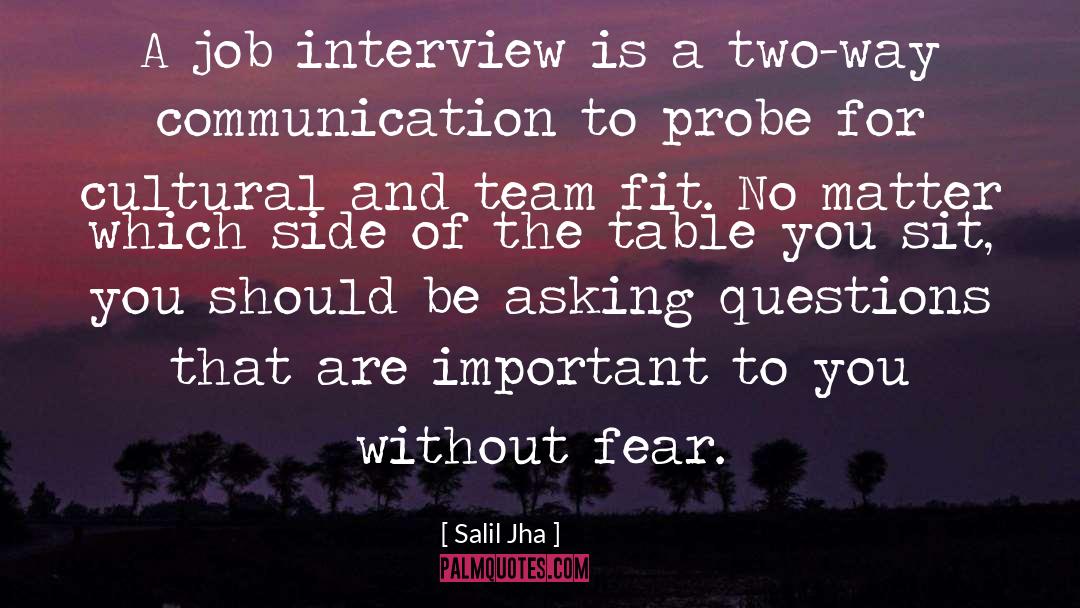 Salil Jha Quotes: A job interview is a