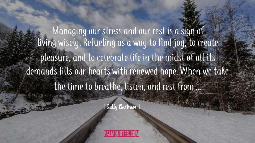 Sally Clarkson Quotes: Managing our stress and our