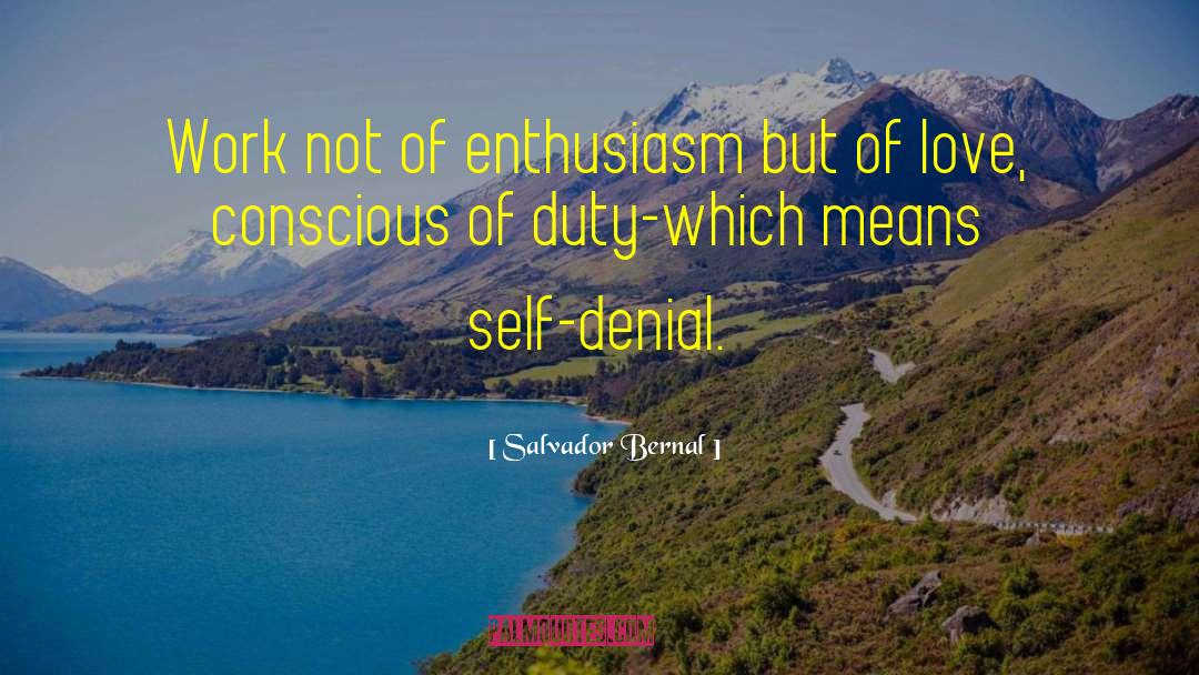 Salvador Bernal Quotes: Work not of enthusiasm but