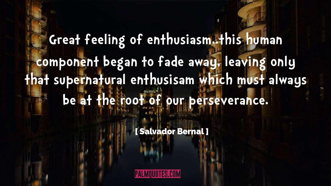 Salvador Bernal Quotes: Great feeling of enthusiasm..this human