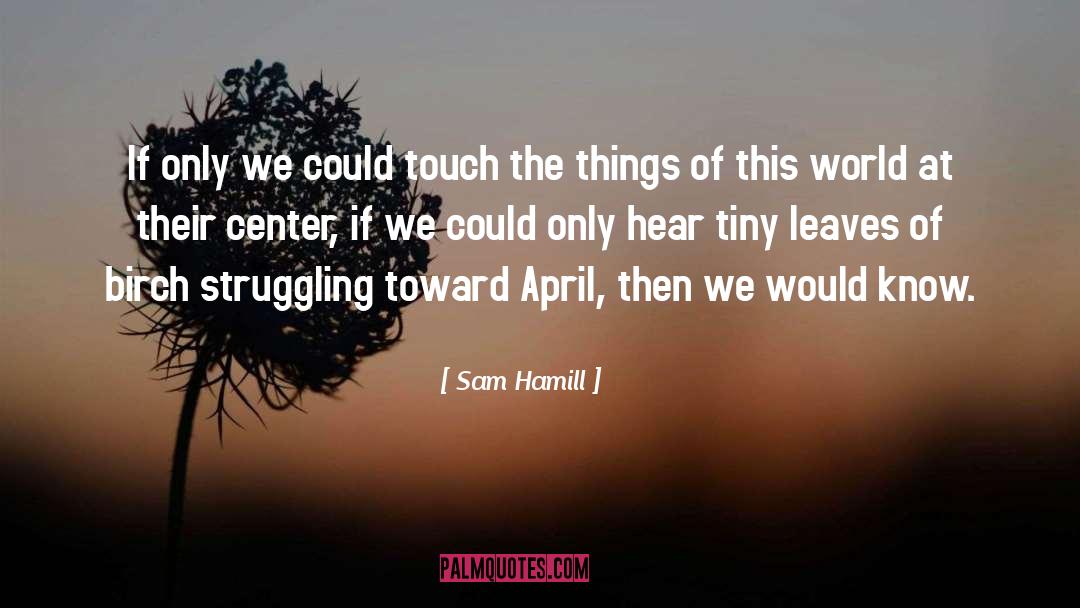 Sam Hamill Quotes: If only we could touch