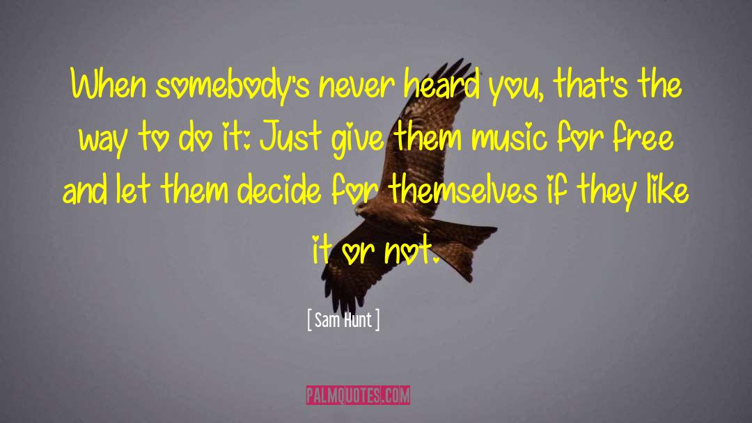 Sam Hunt Quotes: When somebody's never heard you,