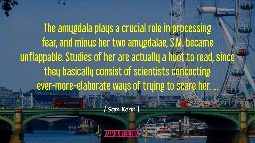 Sam Kean Quotes: The amygdala plays a crucial