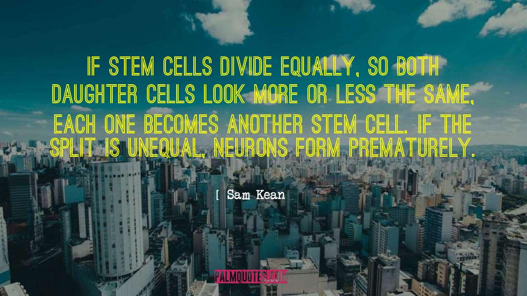 Sam Kean Quotes: If stem cells divide equally,
