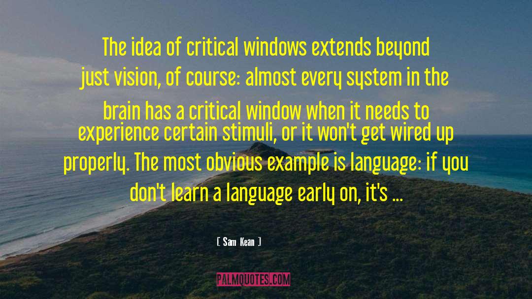 Sam Kean Quotes: The idea of critical windows