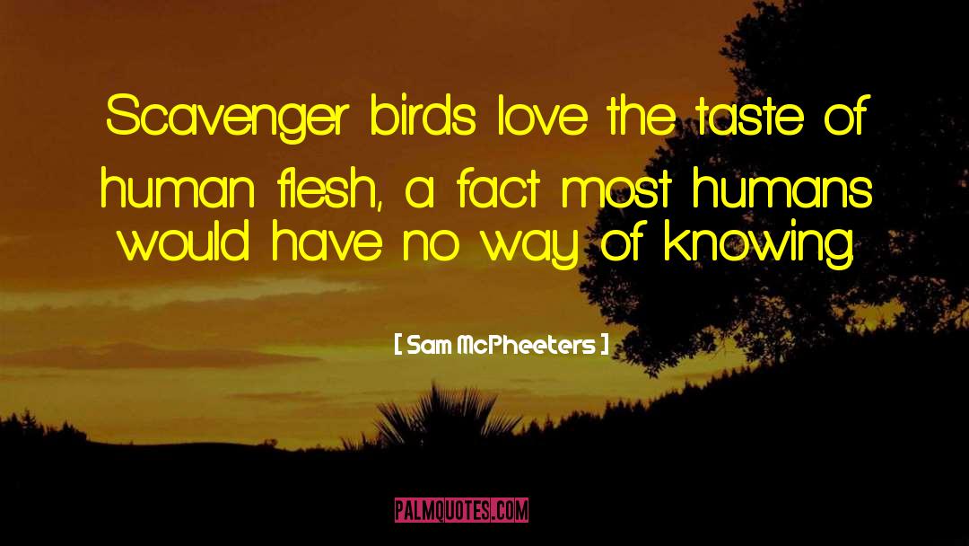Sam McPheeters Quotes: Scavenger birds love the taste