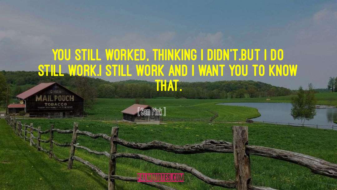 Sam Pink Quotes: You still worked, thinking I