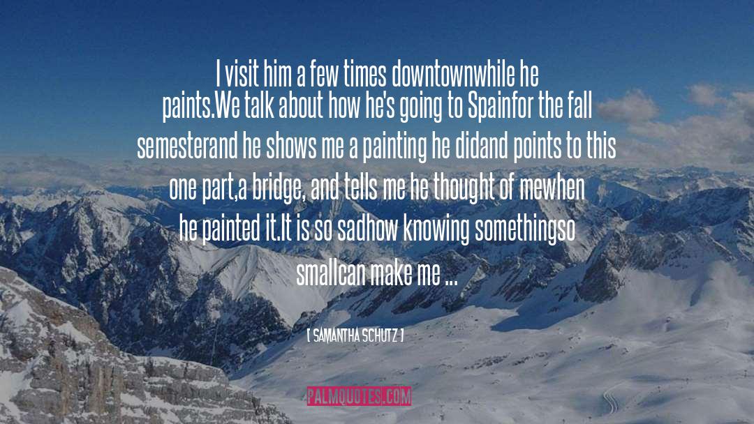 Samantha Schutz Quotes: I visit him a few