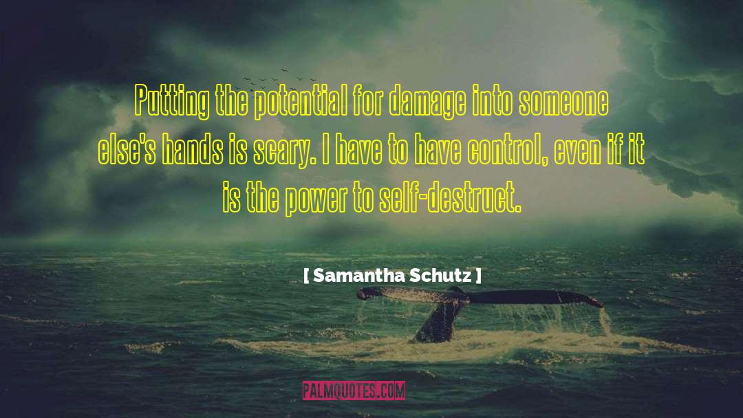 Samantha Schutz Quotes: Putting the potential for damage