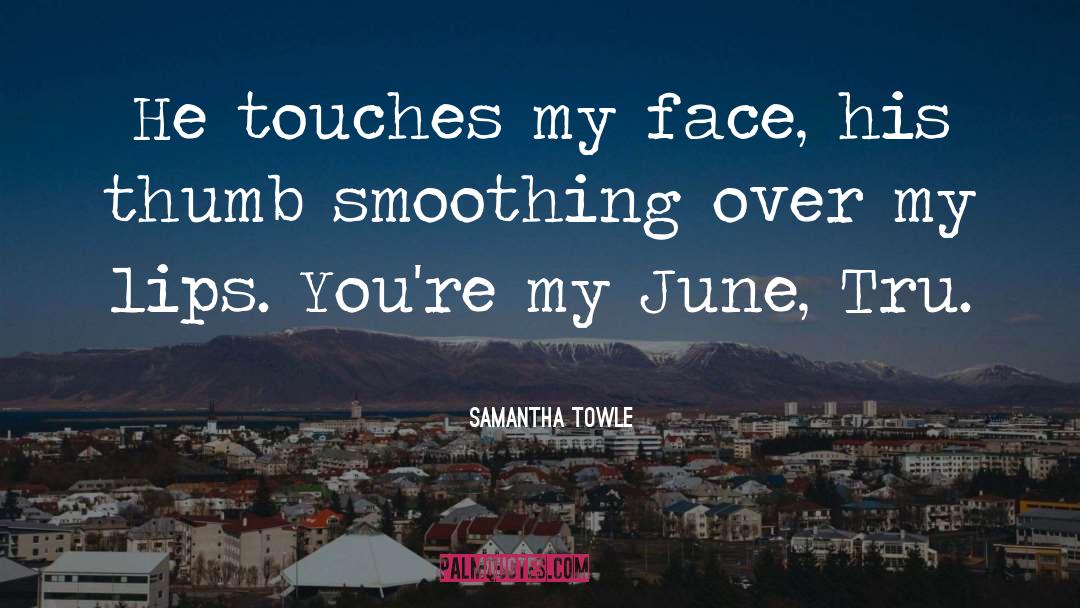 Samantha Towle Quotes: He touches my face, his