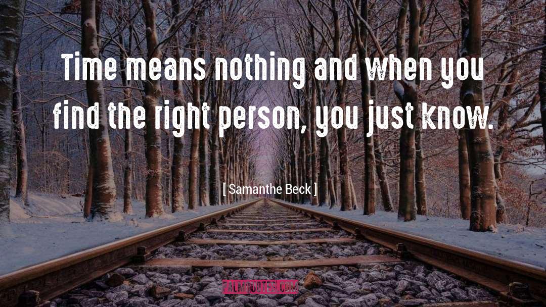 Samanthe Beck Quotes: Time means nothing and when