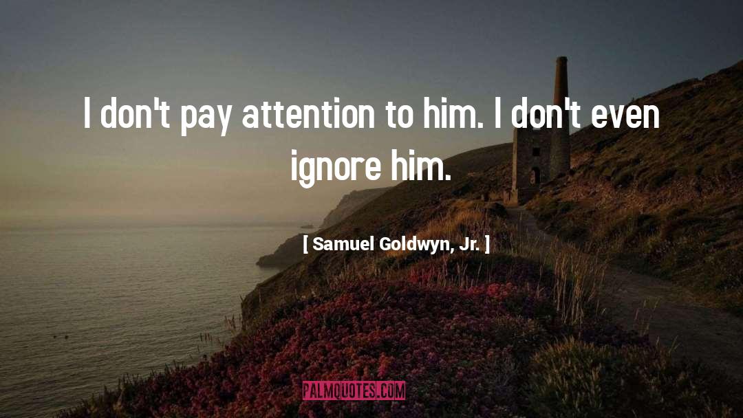 Samuel Goldwyn, Jr. Quotes: I don't pay attention to