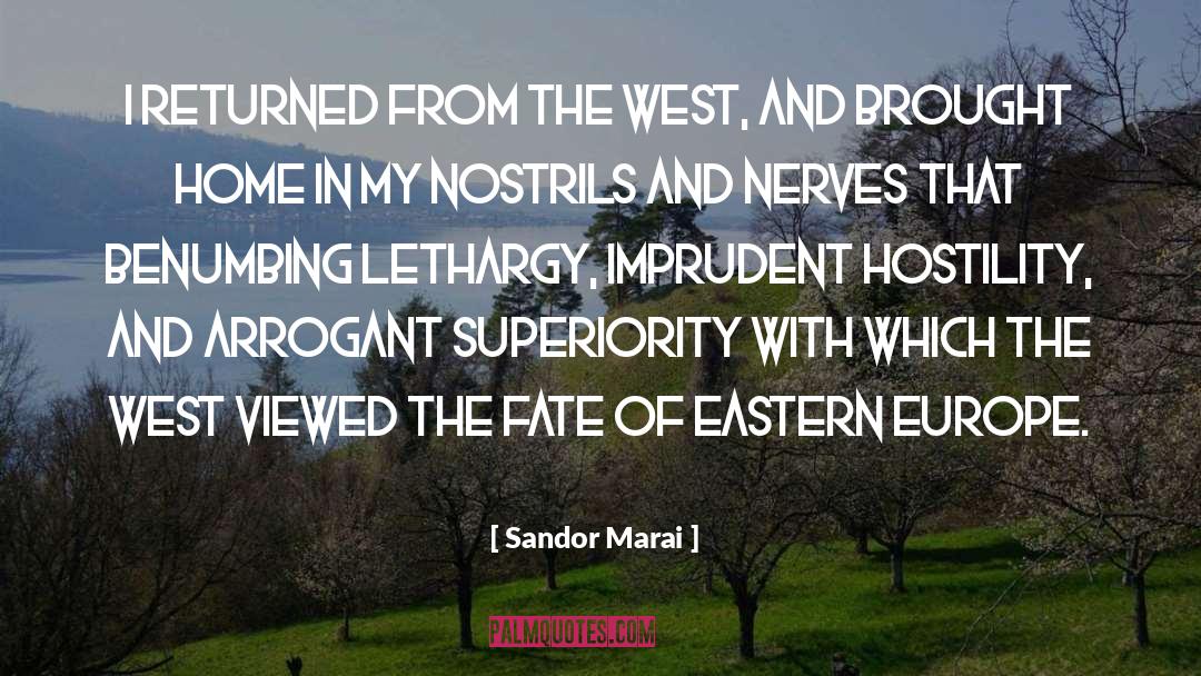 Sandor Marai Quotes: I returned from the West,