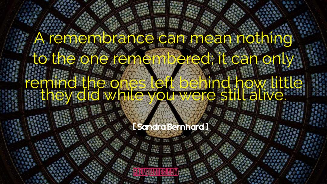 Sandra Bernhard Quotes: A remembrance can mean nothing