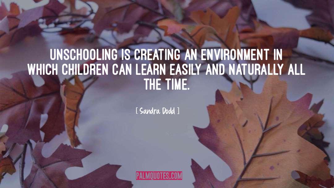Sandra Dodd Quotes: Unschooling is creating an environment