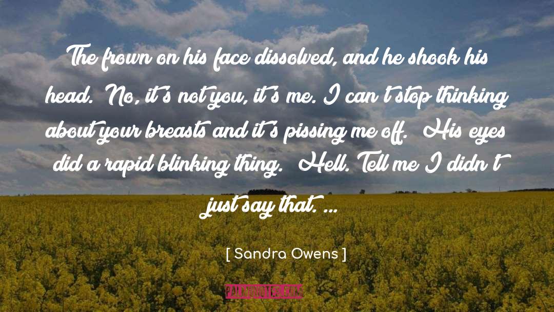 Sandra Owens Quotes: The frown on his face