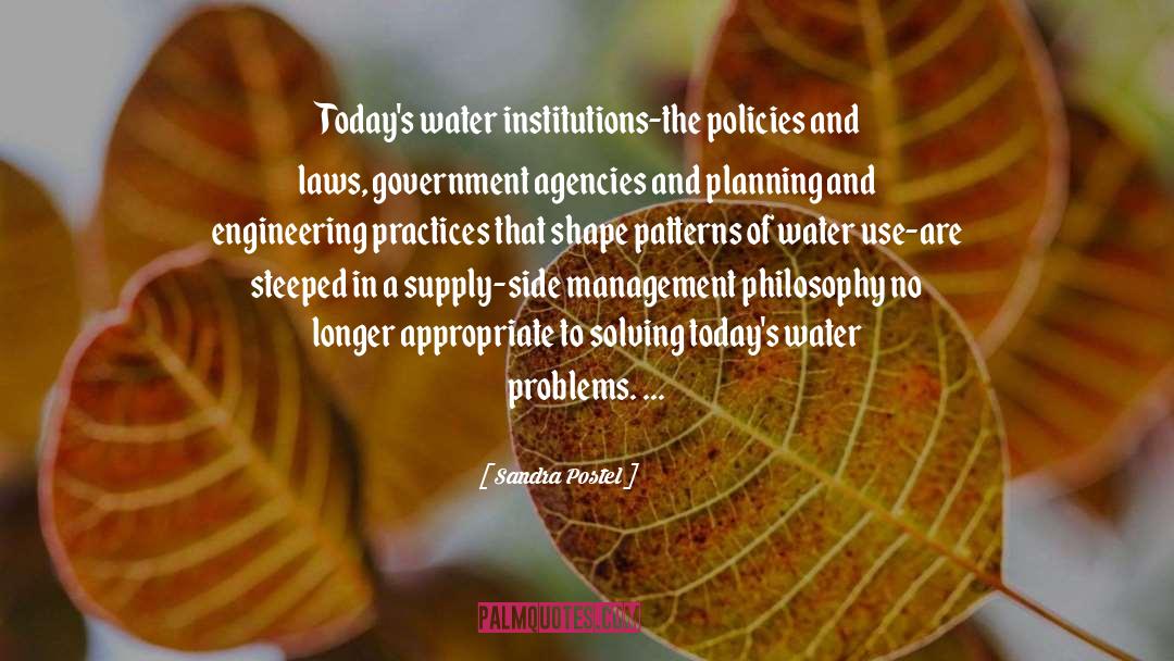 Sandra Postel Quotes: Today's water institutions-the policies and