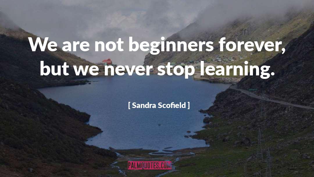 Sandra Scofield Quotes: We are not beginners forever,