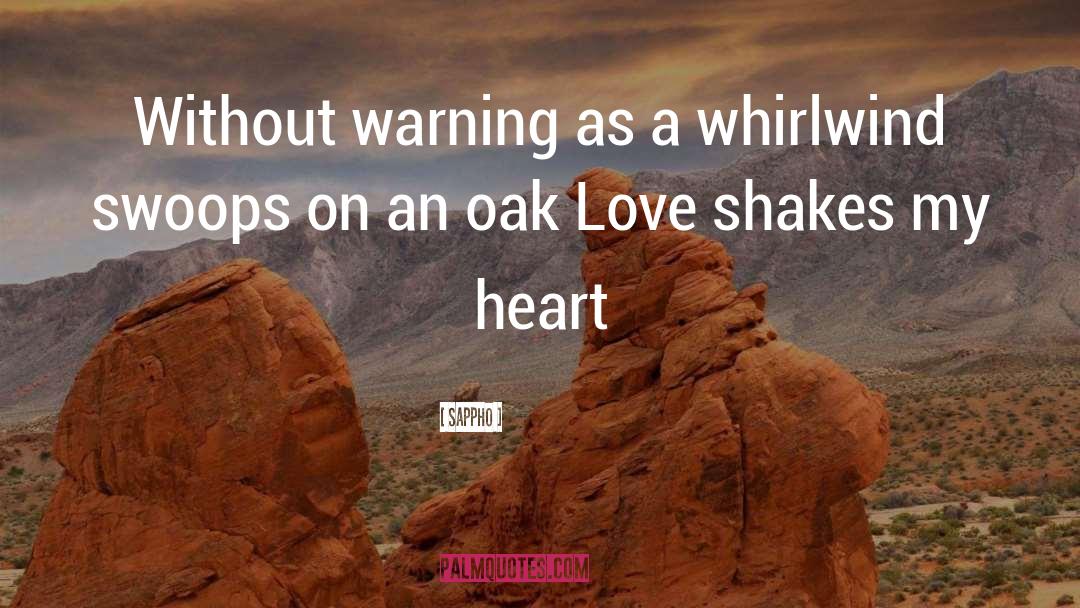 Sappho Quotes: Without warning as a whirlwind