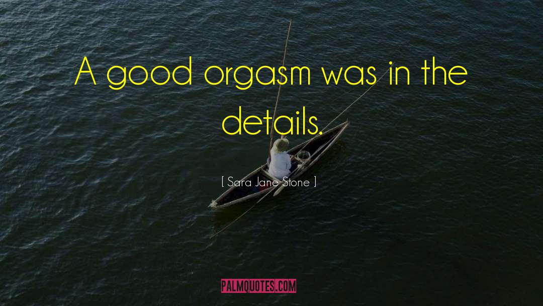 Sara Jane Stone Quotes: A good orgasm was in