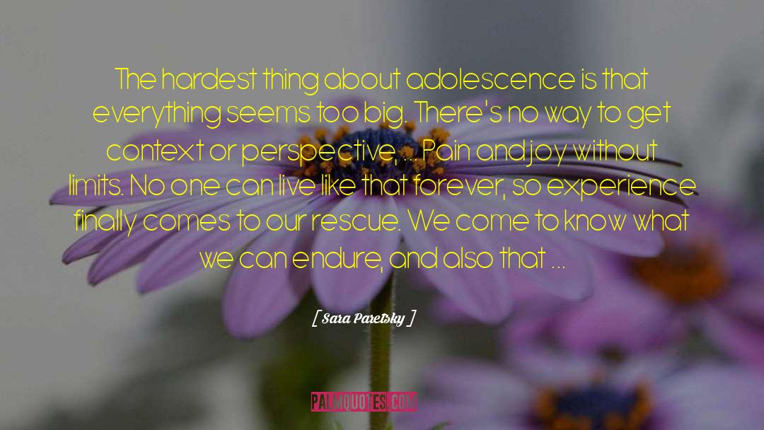 Sara Paretsky Quotes: The hardest thing about adolescence