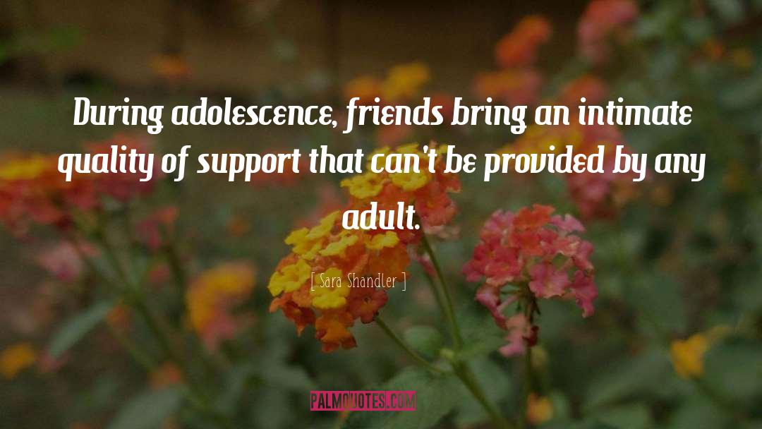 Sara Shandler Quotes: During adolescence, friends bring an