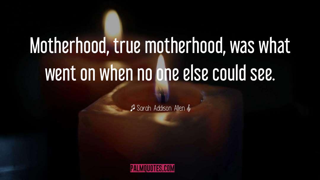 Sarah Addison Allen Quotes: Motherhood, true motherhood, was what