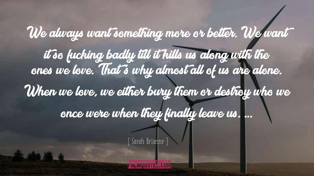Sarah Brianne Quotes: We always want something more