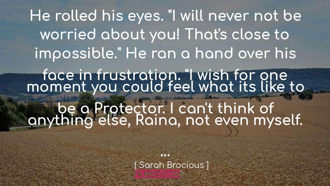 Sarah Brocious Quotes: He rolled his eyes. 