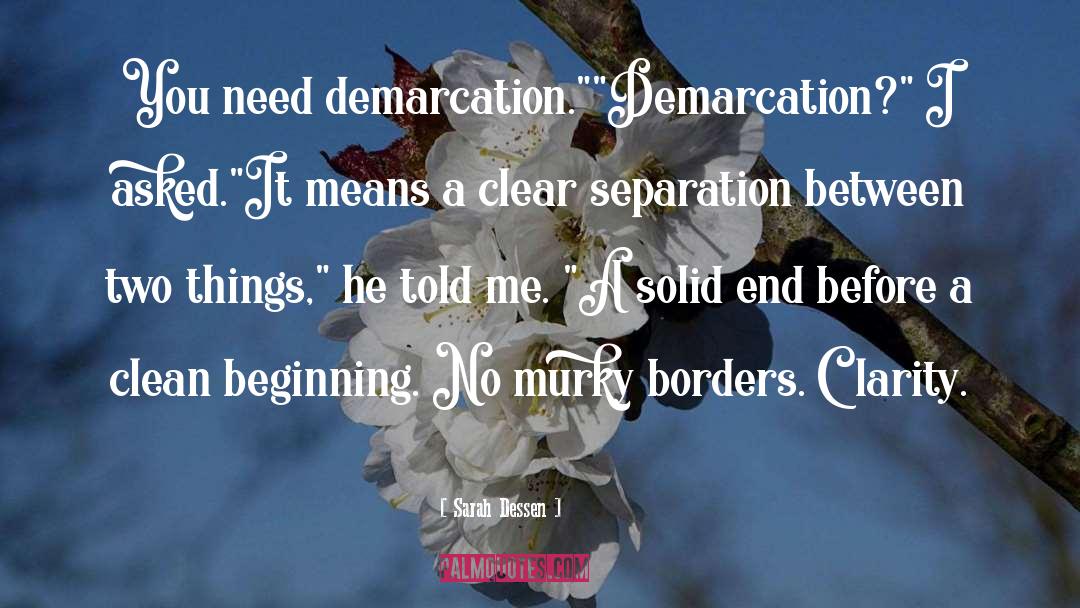 Sarah Dessen Quotes: You need demarcation.