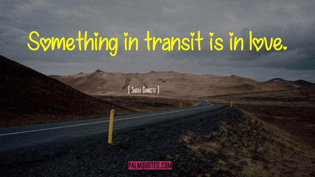 Sarah Gambito Quotes: Something in transit is in