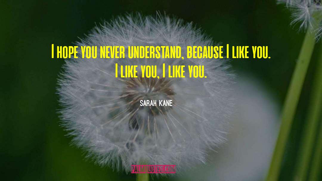 Sarah Kane Quotes: I hope you never understand,