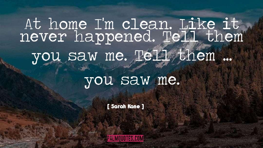 Sarah Kane Quotes: At home I'm clean. Like