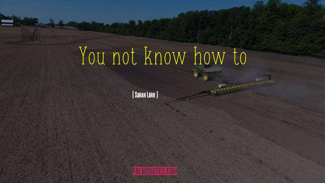 Sarah Lark Quotes: You not know how to