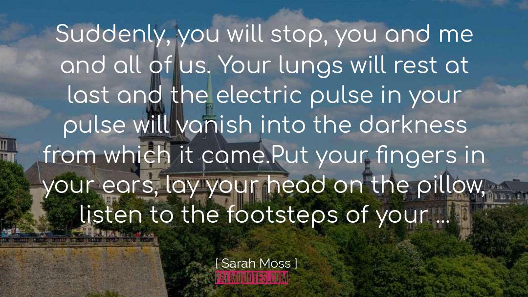 Sarah Moss Quotes: Suddenly, you will stop, you