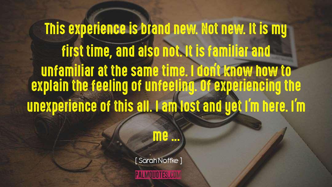 Sarah Noffke Quotes: This experience is brand new.