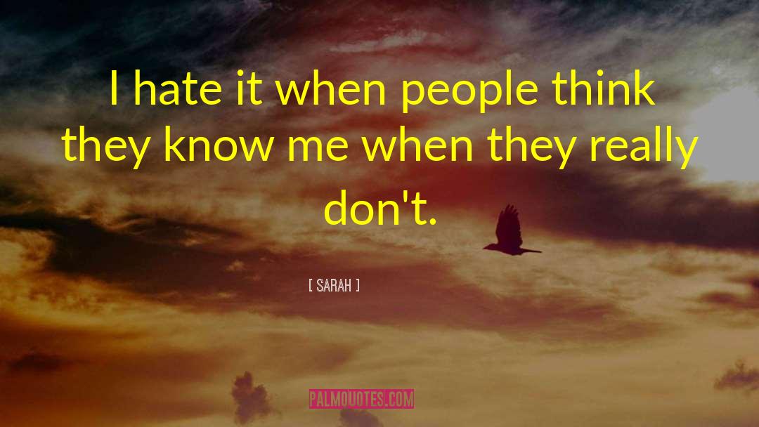 Sarah Quotes: I hate it when people