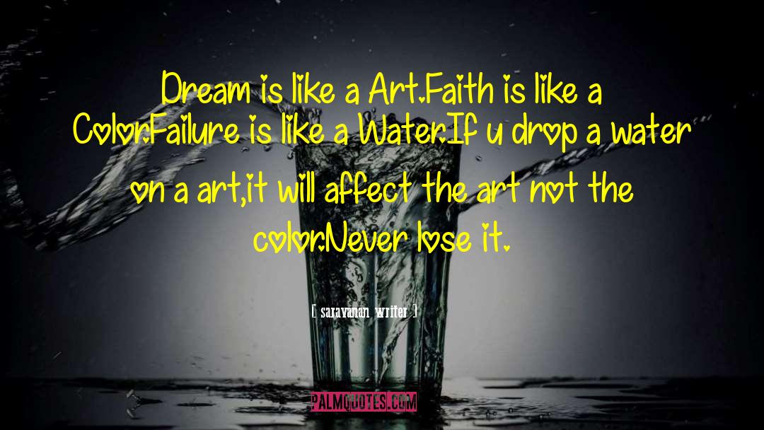 Saravanan Writer Quotes: Dream is like a Art.<br>Faith