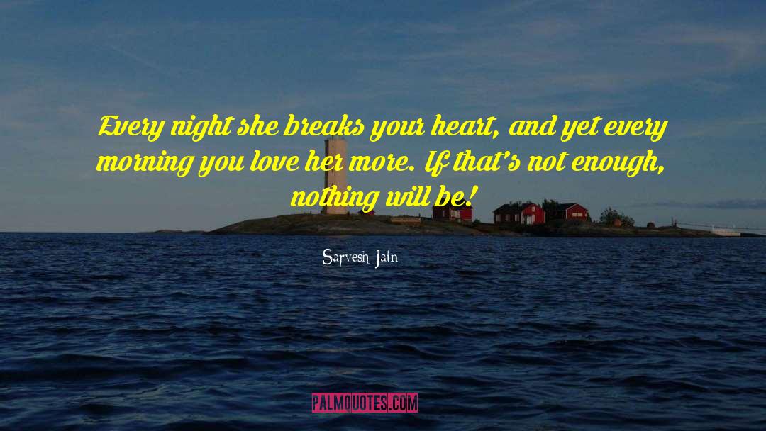 Sarvesh Jain Quotes: Every night she breaks your