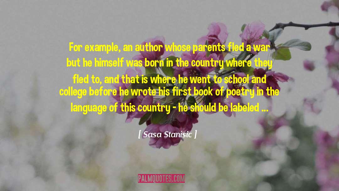Sasa Stanisic Quotes: For example, an author whose