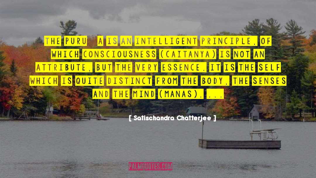 Satischandra Chatterjee Quotes: The puruṣa is an intelligent