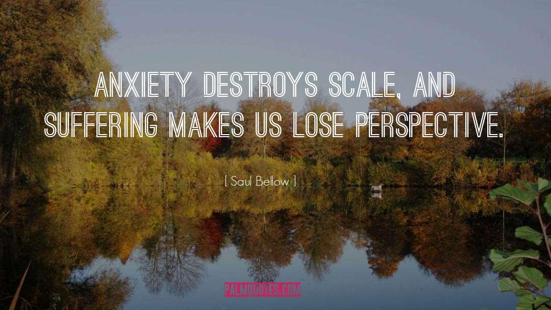 Saul Bellow Quotes: Anxiety destroys scale, and suffering