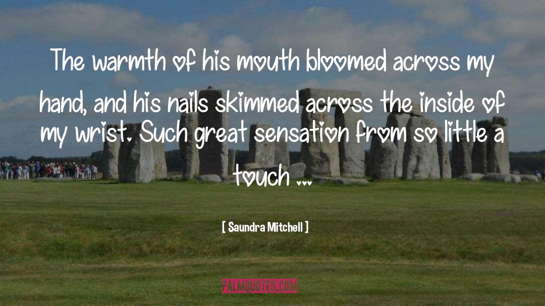 Saundra Mitchell Quotes: The warmth of his mouth