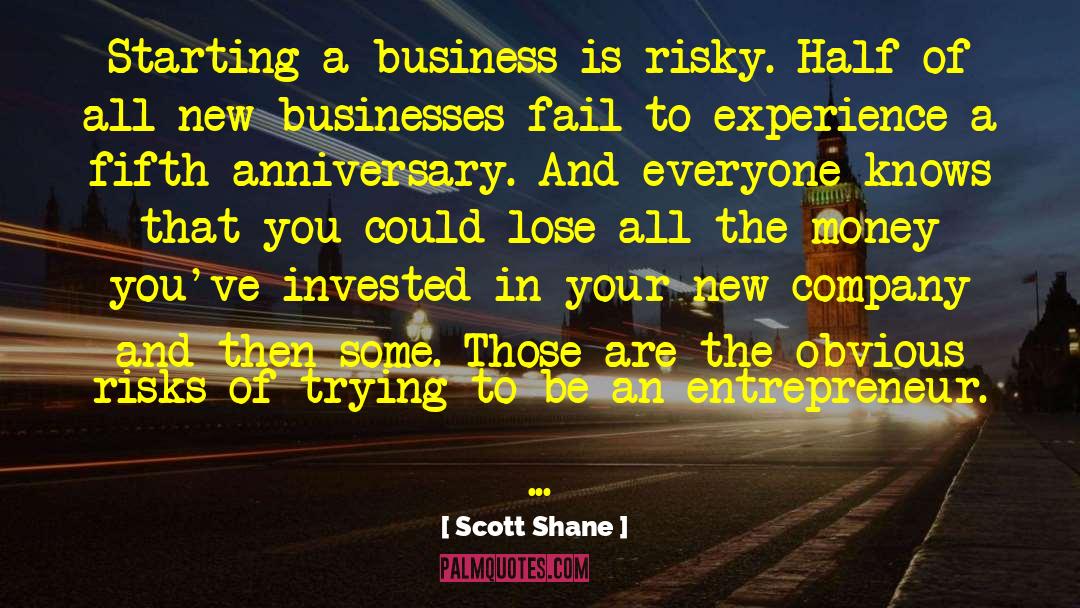 Scott Shane Quotes: Starting a business is risky.