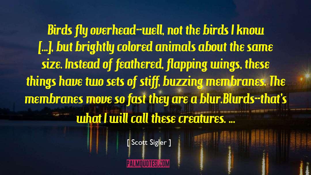 Scott Sigler Quotes: Birds fly overhead--well, not the