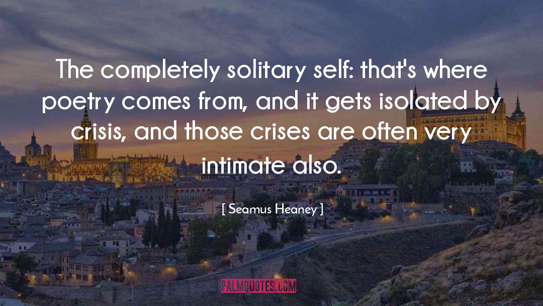 Seamus Heaney Quotes: The completely solitary self: that's