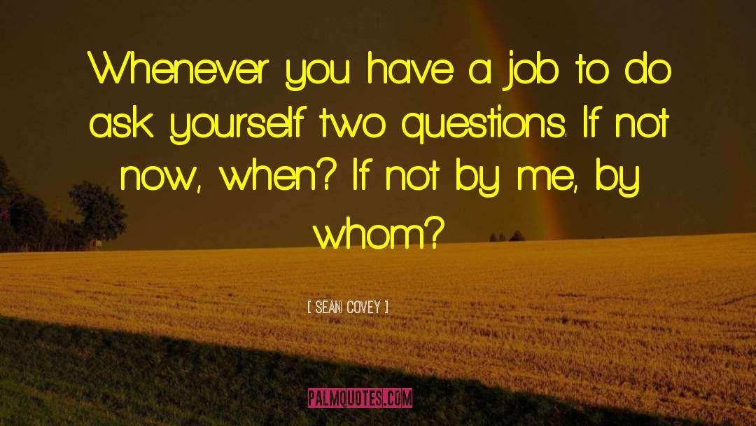 Sean Covey Quotes: Whenever you have a job