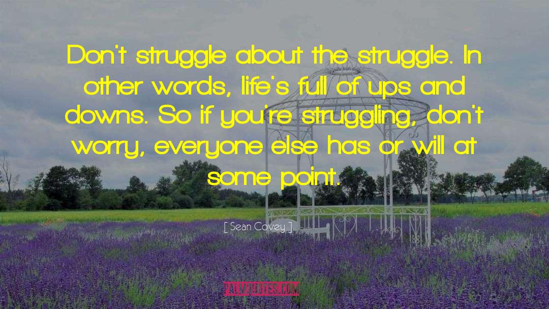 Sean Covey Quotes: Don't struggle about the struggle.