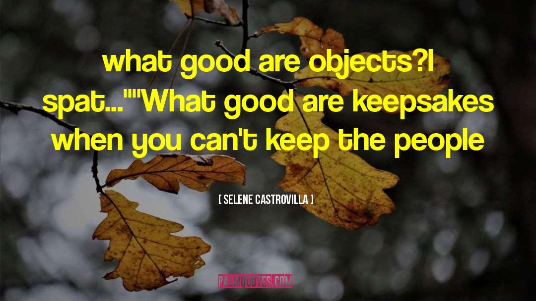 Selene Castrovilla Quotes: what good are objects?I spat...