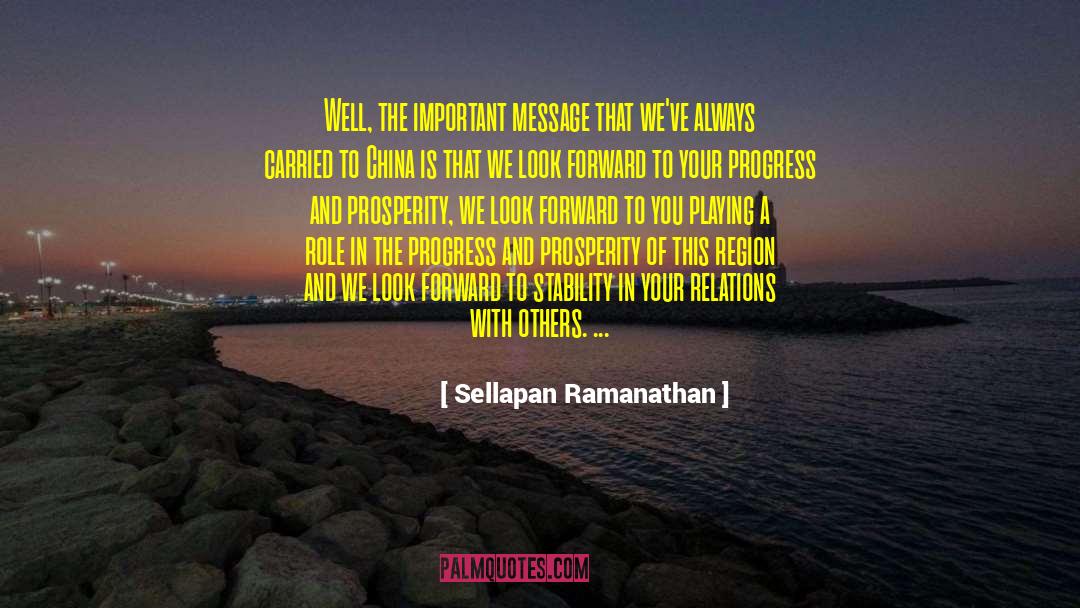 Sellapan Ramanathan Quotes: Well, the important message that